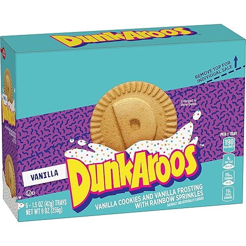 Betty Crocker Dunkaroos Vanilla Cookies and Vanilla Frosting with Rainbow Sprinkles (6 ct.), 9 Ounce (Pack of 1)