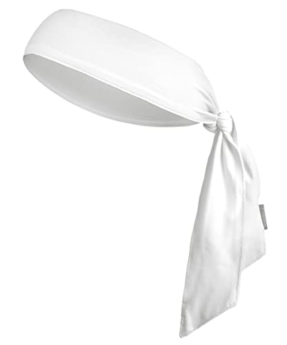 Tough Headwear Tie Headband - Bandana Headband - Sports, Running, Football, Workout Sweat Headband for Men - Pirate Bandana - White