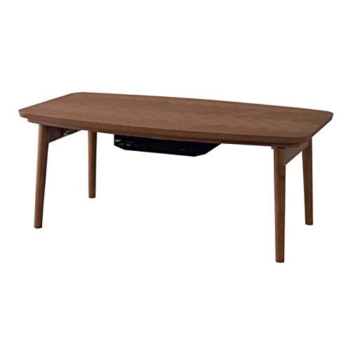 AZUMAYA KT-111 Folding Legs Kotatsu Heater Table, W36.0 x D20.0 x H14.5 Inches, Natural Wooden Material, Home and Living, Herringbone Pattern Table Top Brown Color - Brown With Herringbone Pattern