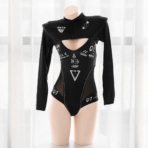 Cyber Mechanic Sukumizu Bodysuit & Stocking Set - Just Bodysuit