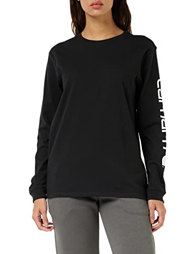Carhartt Women's Loose Fit Heavyweight Long-Sleeve Logo Sleeve Graphic T-Shirt - Small Ash Rose