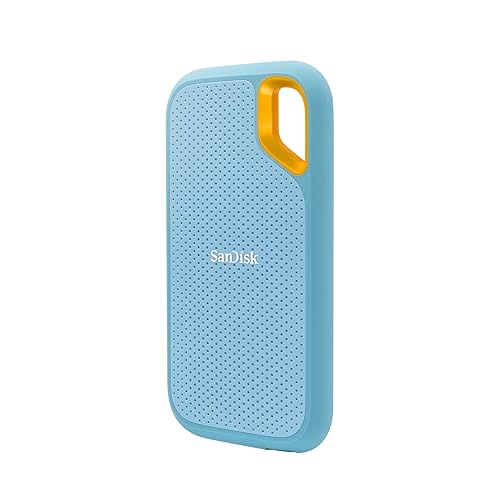 SanDisk 2TB Extreme Portable SSD - Up to 1050MB/s, USB-C, USB 3.2 Gen 2, IP65 Water and dust Resistance, Updated Firmware, Sky Blue - External Solid State Drive - SDSSDE61-2T00-G25B - Sky Blue - 2TB