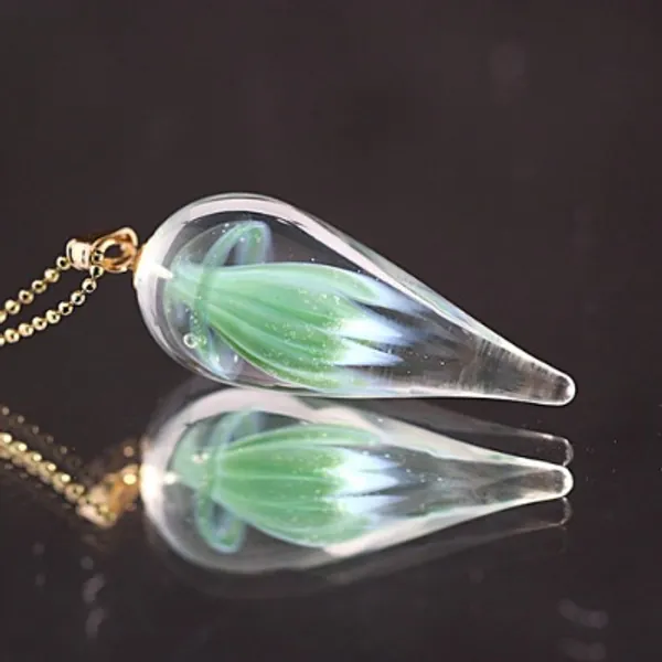 Green Jellyfish Necklace | sillycatglassblower