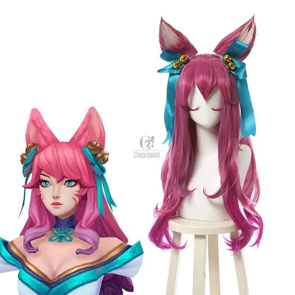 Buy LOL Spirit Blossom Ahri Pink Mixed Long Cosplay Wigs For Sale - RoleCosplay.com