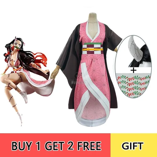 Buy Demon Slayer Nezuko Kamado New Form Kimono Halloween Cosplay Costume - RoleCosplay.com