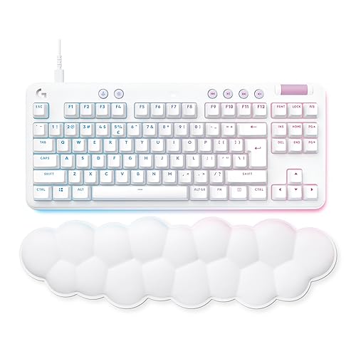 Logitech G G713 Gaming Keyboard with Cable and LIGHTSYNC RGB Lighting, Tactile Switches (GX Brown) and Keyboard Palm Rest, Compatible with PC and Mac - White