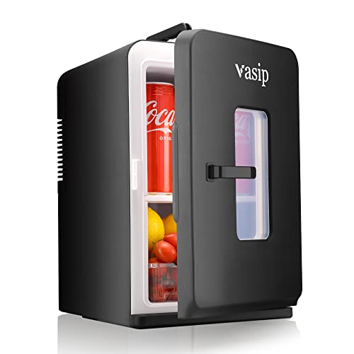 Mini Fridge 15 Liter/21 Cans, Small Drink Fridge Portable for Bedroom or Car (AC/DC), Thermoelectric Refrigerator for Skincare Beauty, Cooler & Warmer with ECO Quiet Mode