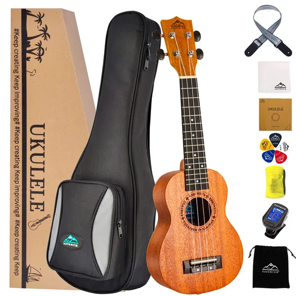 EASTROCK Soprano Ukulele Mahogany Beginner 21 inch Ukelele Big Package Kit. Ukulele Ukalalee Suitable for Kids, Beginners. (21-Mahogany) - Soprano Mahogany