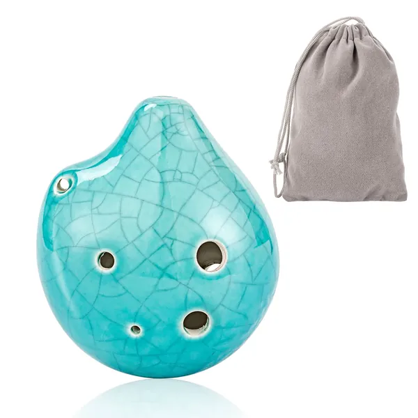 Deekec Ocarina 6 Hole Ice Crack Triforce Ocarina - Legend of Zelda Ceramic Ocarina,Blue - Blue
