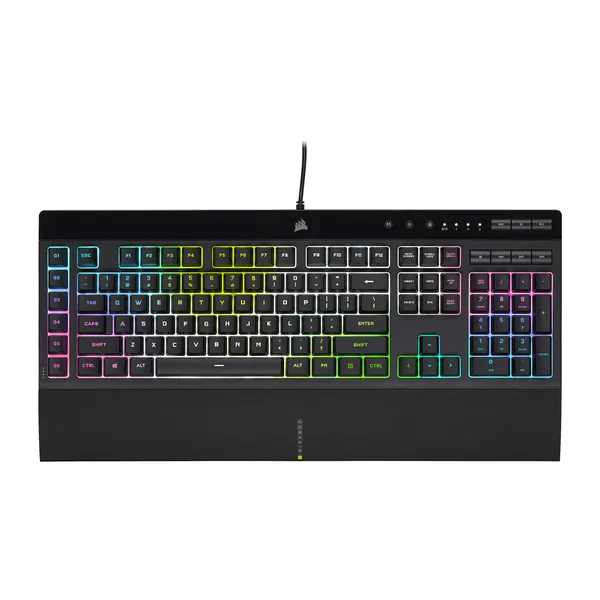 Corsair K55 RGB PRO XT - Dynamic Per-Key RGB Backlighting - Six Macro Keys with Elgato Stream Deck Software Integration - IP42 Dust and Spill-Resistant - Detachable Palm Rest - Media and Volume Keys - RGB PRO XT (2021)