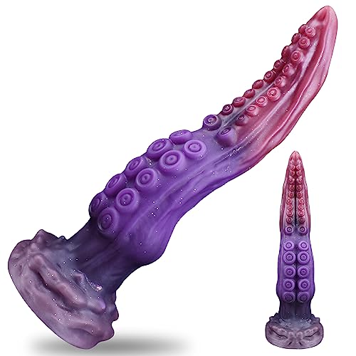 Fantasy Tentacle Dildo Long Suction Cup Dildo, 10" Soft Silicone Dildo Thin Beginner Dildos for Anal G-Spot, Alien Monster Dildo for Men & Women, Long Anal Butt Plug Adult Toys for Sex Pleasure
