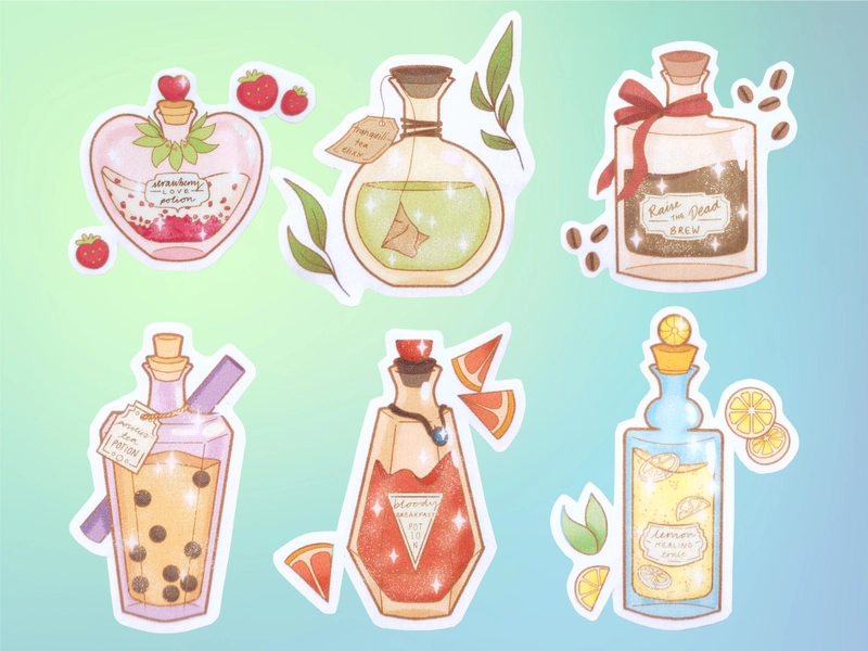Potions Sticker Set // glossy, dnd, fantasy, rpg, ttrpg, cute, d&d