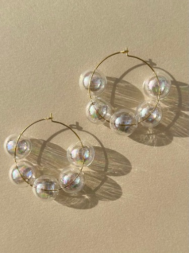 Pearl Luster Halo Hoop Earrings | 14k Gold Filled