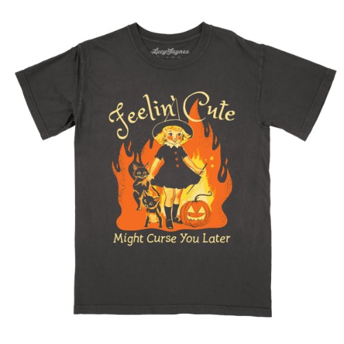 Feelin' Cute Might Curse You Later Comfort Colors Tee | Pepper / S