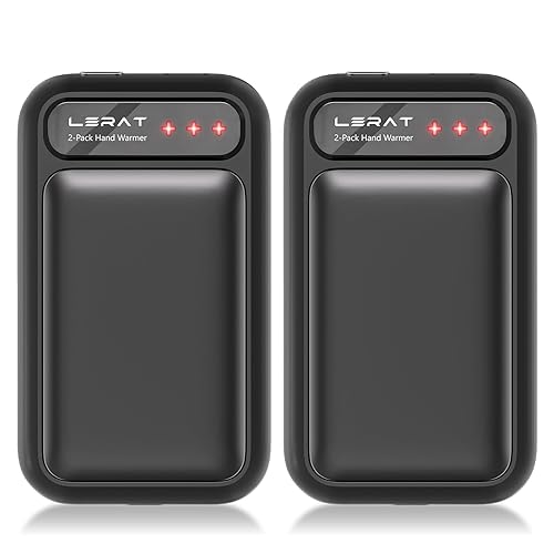 Hand Warmers Rechargeable 2 Pack, Electric Hand Warmers, Fast Heating, Portable Pocket Heater, 2 in 1 Quick Charge Hand Warmer for Outdoor Indoor, Warmer Gift for Christmas, Golf, Camping - Black