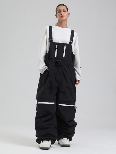 Women's Gsou Snow Mountain Chill Freestyle Baggy Snowboard Bibs | Black / L