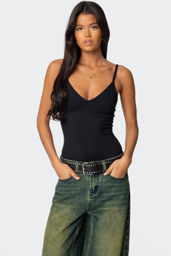 Teaghan Triangle Fitted Bodysuit | BLACK / M