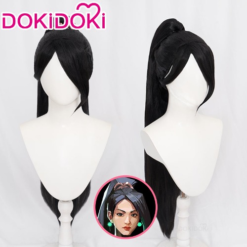 【Ready For Ship】DokiDoki Game Valorant Cosplay Sage Wig Long Straight Black Hair | Wig Only