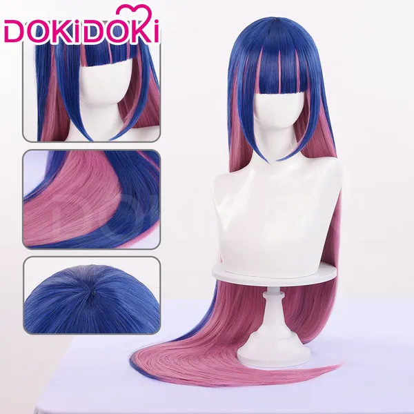 【Ready For Ship】DokiDoki Anime Cosplay Stockingg Cosplay Wig Long Straight Blue Pink Hair