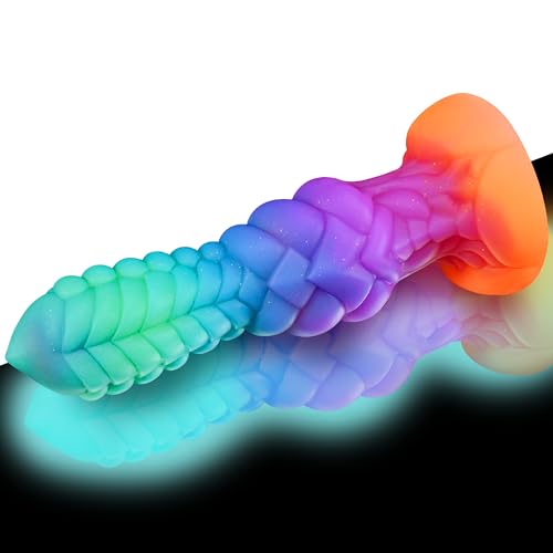 9" Monster Dildo Fantasy Knot Dildo, Huge Dragon Dildo Glow in The Dark, Horse Dildo Thick Animal Dildo for Anal play, Soft Silicone Dildo Butt Plug with Strong Suction Cup, Adult Toys for Women & Men - WHT