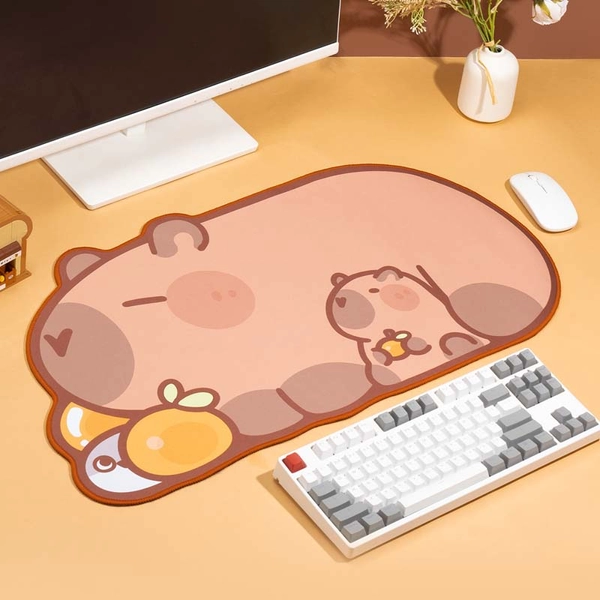 Large Capybara Gaming Desk Mat Cute Capybara Computer Mousepad