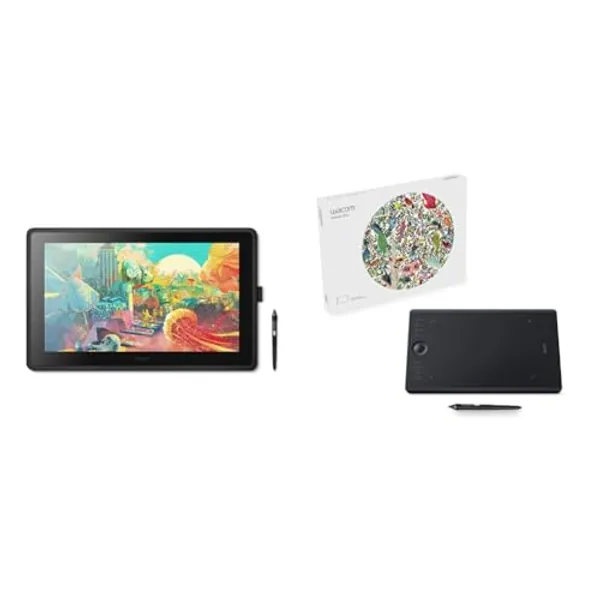 Wacom Cintiq 22 Kreativ-Stift-Display Tablet & Intuos Pro Stifttablett Größe M, Grafiktablett (inkl. Pro Pen 2 Eingabestift mit verschiedenen Spitzen, geeignet für Windows & Apple), Schwarz