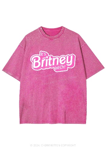 It's Britney Bixch Y2K Washed Tee Cherrykitten | Hot Pink / M
