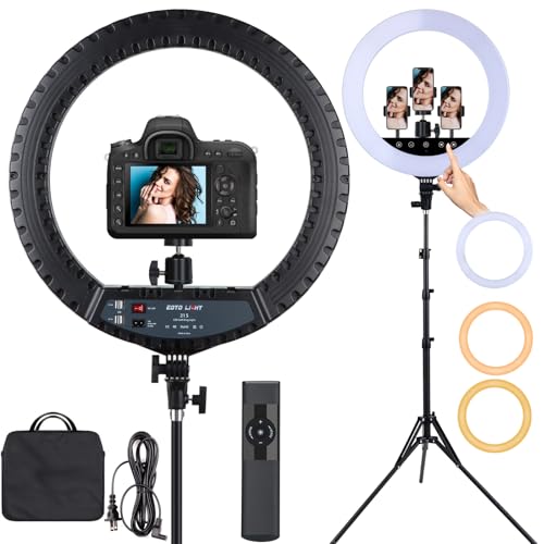 Ring Light avec Trépied, 21 Pouces 2900-6000K LED Anneau de lumière réglable, Anneau de lumière pour téléphone Youtube TikTok Makeup Video Filming, CRI>97
