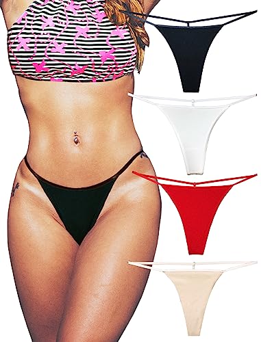 Coton Dos en T String Ficelle pour Femme en Sexy Tanga sans Couture Culottes Lot de 4 - S - L/R/B/B