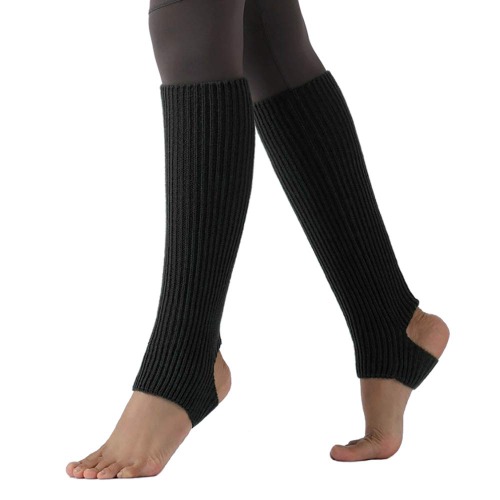 JUHONNZ Calcetines de Yoga para Mujer,Calentadores de Piernas con Estribo de Punto Calcetines de Punto Calcetines para Ballet Danza Latina Yoga Puños Calcetines Negro