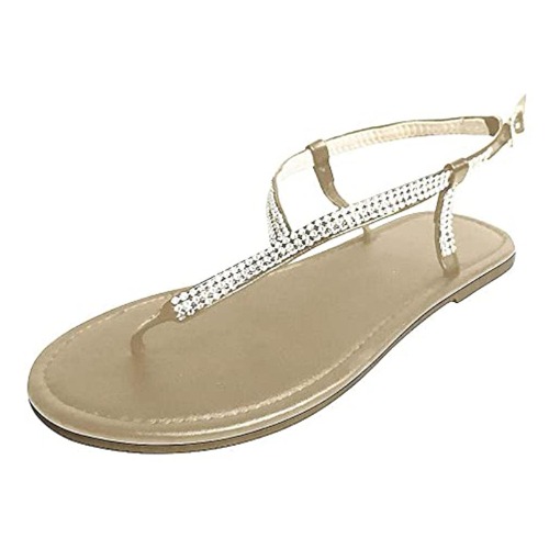 WDBK Sandalias para Mujer Playa de Verano Chanclas Planas con Diamantes de imitación Simples Zapatillas de Interior al Aire Libre Zapatos Deportivos de Playa de Agua livianos Sandalias