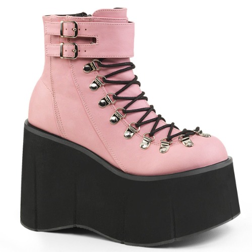 Demonia KERA-21 | Baby Pink  Vegan Leather Ankle Boots - 08 / Baby Pink