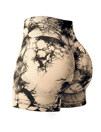 YEOREO Professional Women Workout Shorts 3.6" Scrunch Shorts Seamless High Waisted Contour Gym Yoga Biker Shorts - X-Large - Sand