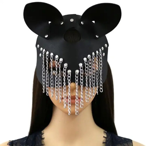 Gothic BDSM Cat Mask - black / One Size 22cmX22cm