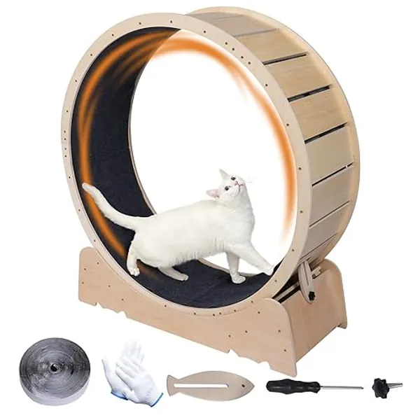 Skrnqcoz Large Cat Exercise Wheel 40 Inch Treadmill Exerciser for Indoor Cats Love Kitty Running Toy Walking Training for Fitness Weight Loss Device Suitable for Most Cats Physical Exercise Activity