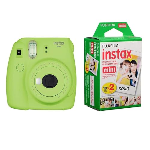 Fujifilm Instax Mini 9 Camera, Lime Green - With Fujifilm instax mini Instant Daylight Film Twin Pack, 20 Exposures
