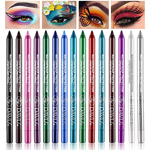 15 Colorful Eyeliner Pen Set, Eye Shadow Pencil, Pearl Eyeliner Kit Metallic Eyeliner Pencil Glitter Eyeliner for Women Eye&Lip Liner Professional Eye Makeup Set Colorful Eyeliner Eye Color - 15PCS
