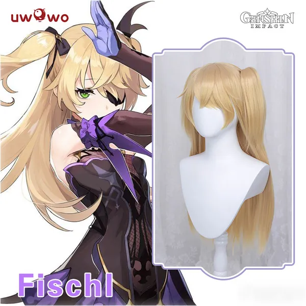 Uwowo Game Genshin Impact Fischl Prinzessin der Verurteilung 70CM Golden Long Straight Cosplay Wig