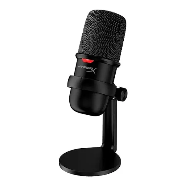 HyperX SoloCast – USB Condenser Gaming Microphone, for PC, PS4, PS5 and Mac, Tap-to-Mute Sensor, Cardioid Polar Pattern, great for Streaming, Podcasts, Twitch, YouTube, Discord,Black - Microphone - Black