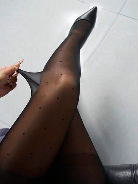 1 stuk dames stippen kousen mode jacquard panty zwarte panty