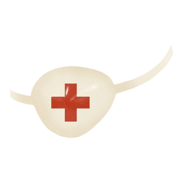 Latex Eye Patch w/ appliqué cross in supatex white/supatex red