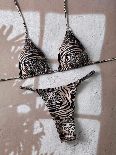 Swim Women Swimwear Set With Leopard Print