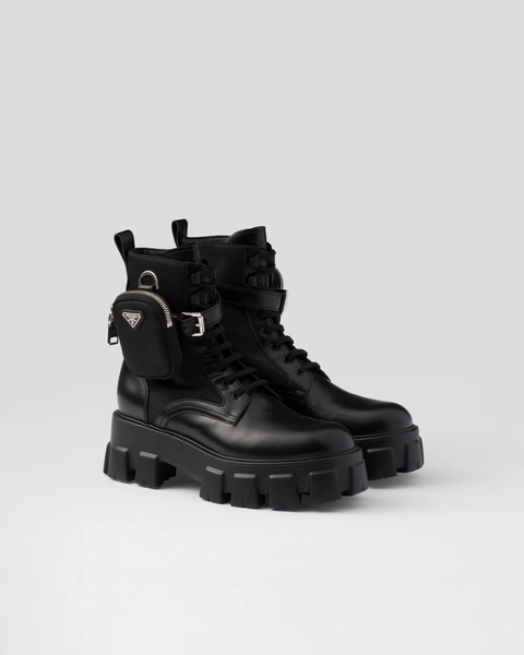 Monolith leather and Re-Nylon combat boots with pouch size 6.5