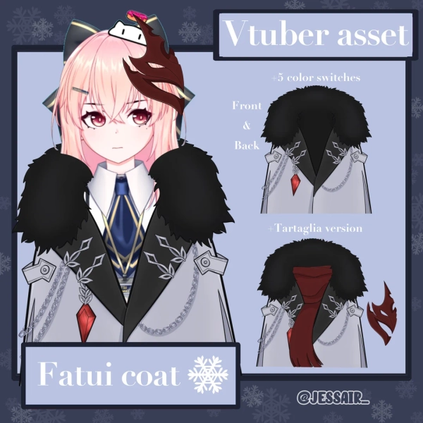 VTUBER ASSET 2D/3D Fatui Coats Tartaglia, Childe, Fatui Harbingers, Genshin Impact Accessorie, Twitch, Streaming, Youtube, Live2d, Anime - Etsy Spain