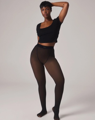 TOAST - FLEECE-LINED TIGHTS - SHEER ILLUSION | DEEP/BLACK / S/M