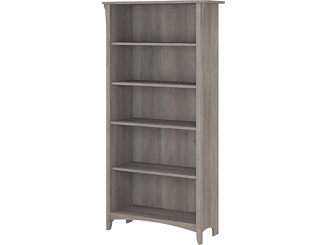 Salinas 5-Shelf 63-Inch H Bookcase, Driftwood Gray - Driftwood Gray - Tall 5 Shelf