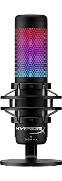HyperX QuadCast S – RGB USB Condenser Microphone for PC, PS4, PS5 and Mac, Anti-Vibration Shock Mount, 4 Polar Patterns, Pop Filter, Gain Control, Gaming, Streaming, Podcasts, Twitch, YouTube, Discord - Microphone - Black