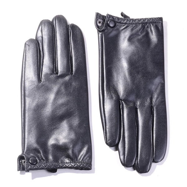 Women's Ladies 100%Real Leather Shrink Button Wrist Tactical Touch Screen Gloves