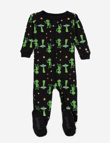 Baby Footed Pajamas - aliens-black / 0-3 Months