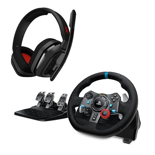 Logitech G29 Driving Force Rennlenkrad und Bodenpedale für PC, Mac, PS5, PS4 + Astro A10 Gaming-Headset für PC - Schwarz